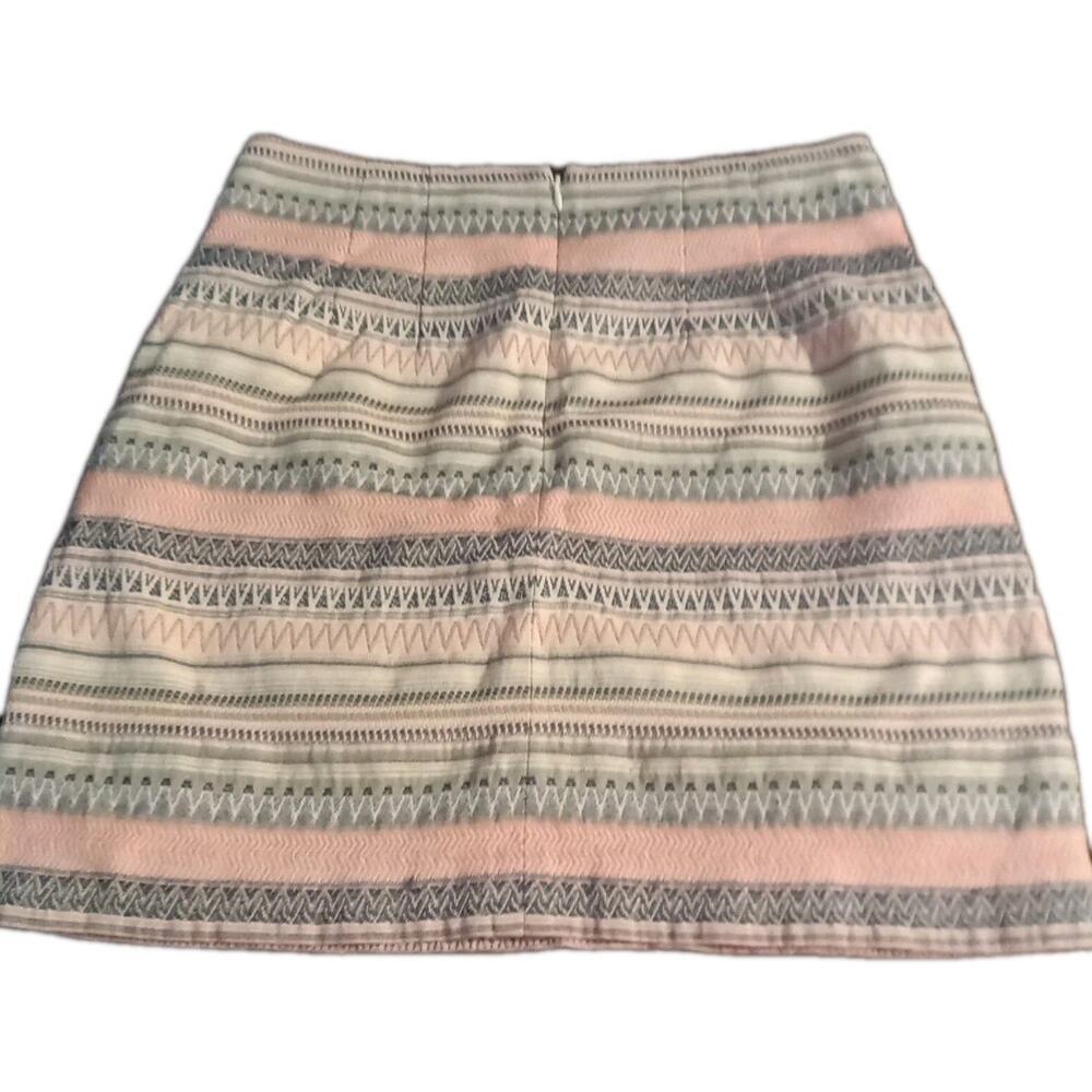 Loft Striped Tribal Aztec Pink Striped A-Line Skirt Size 6 Grosgrain - Picture 5 of 5
